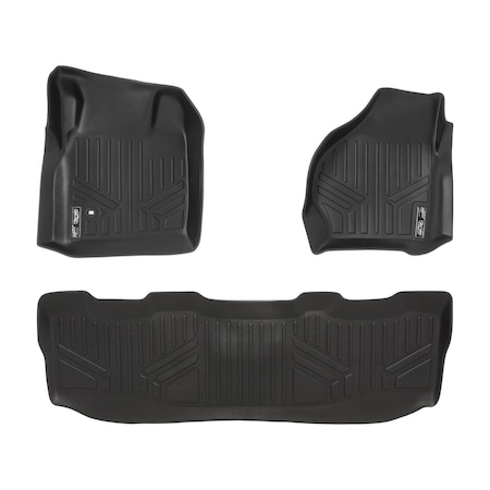 Smartliner SA0176-B0176 Custom Fit 2 Row Floor Mats Liner Set for 1999-2007 Ford F-250, Black SA0176/B0176